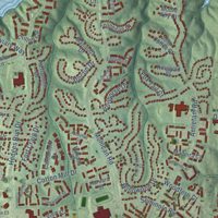 Second close-up of the map of Lake Ridge, Virginia print showing more streets and buildings