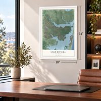 Lake Riviera, New Jersey map, 18 x 24 inch print in a white frame in a home office