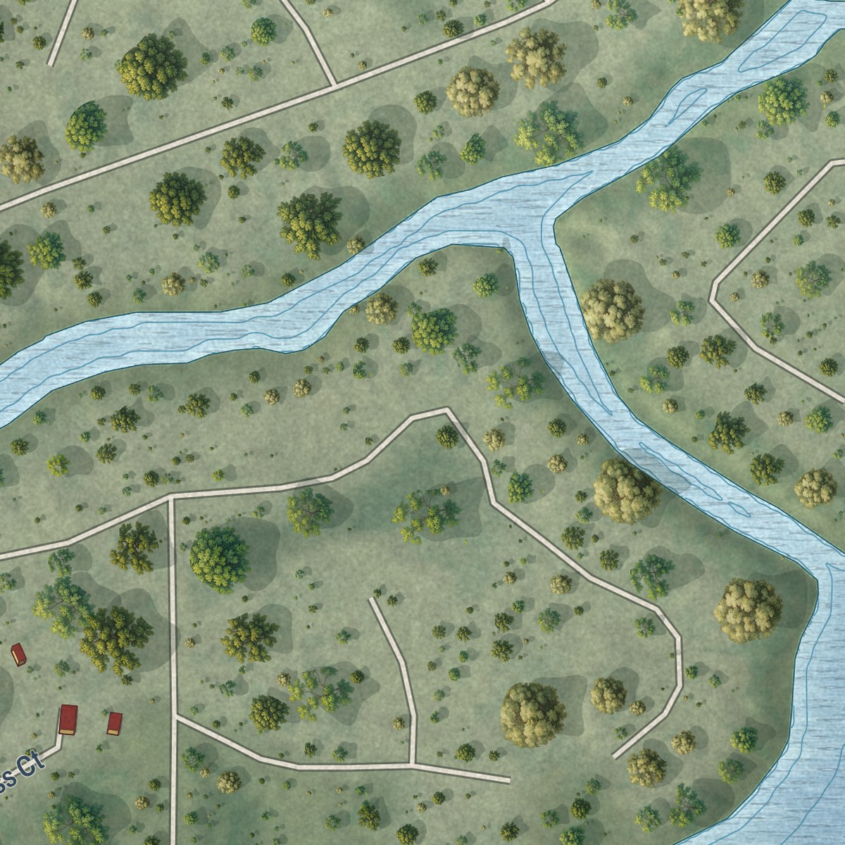 Second close-up of the map of Lake Sherwood, Wisconsin print showing more streets and buildings