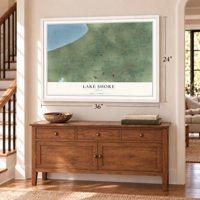 Lake Shore, Utah map, 24 x 36 inch print in a white frame above a dresser by a staircase