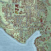 Second close-up of the map of Lake Stevens, Washington print showing more streets and buildings