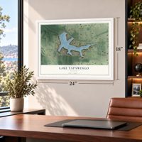 Lake Tapawingo, Missouri map, 18 x 24 inch print in a white frame in a home office