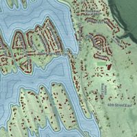 Second close-up of the map of Lake Tapps, Washington print showing more streets and buildings