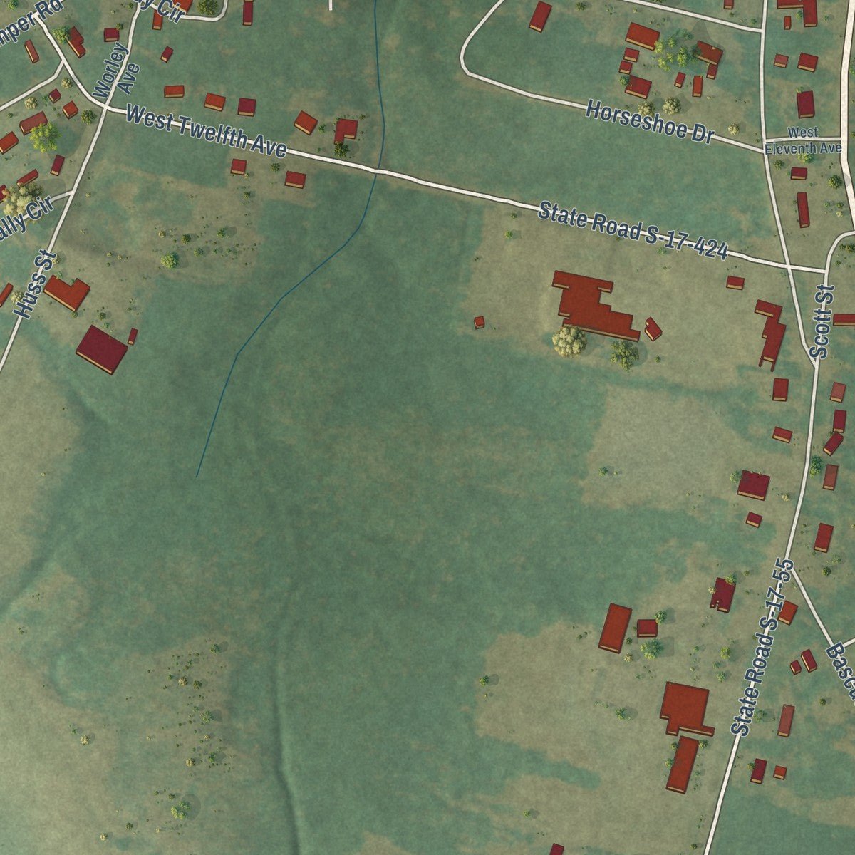 Second close-up of the map of Lake View, South Carolina print showing more streets and buildings