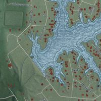 Second close-up of the map of Lake Waynoka, Ohio print showing more streets and buildings