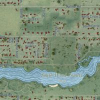 Second close-up of the map of Lake Wazeecha, Wisconsin print showing more streets and buildings