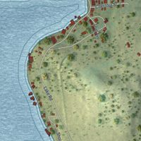 Second close-up of the map of Lake Winola, Pennsylvania print showing more streets and buildings