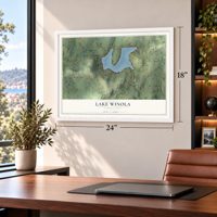 Lake Winola, Pennsylvania map, 18 x 24 inch print in a white frame in a home office