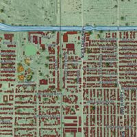 Second close-up of the map of Lake Worth Beach, Florida print showing more streets and buildings