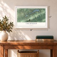 Lake Wynonah, Pennsylvania map, 12 x 18 inch print in a white frame in an entryway