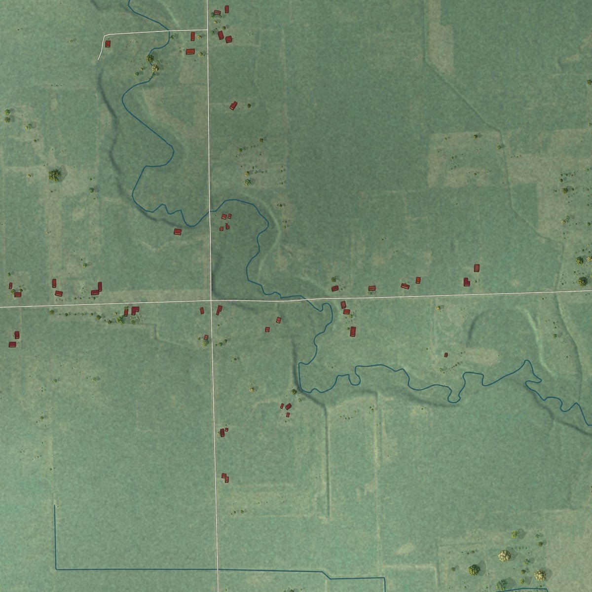 Second close-up of the map of Lakefield, Saginaw County, Michigan print showing more streets and buildings
