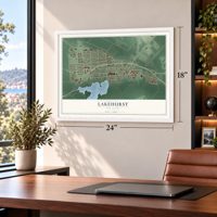 Lakehurst, New Jersey map, 18 x 24 inch print in a white frame in a home office