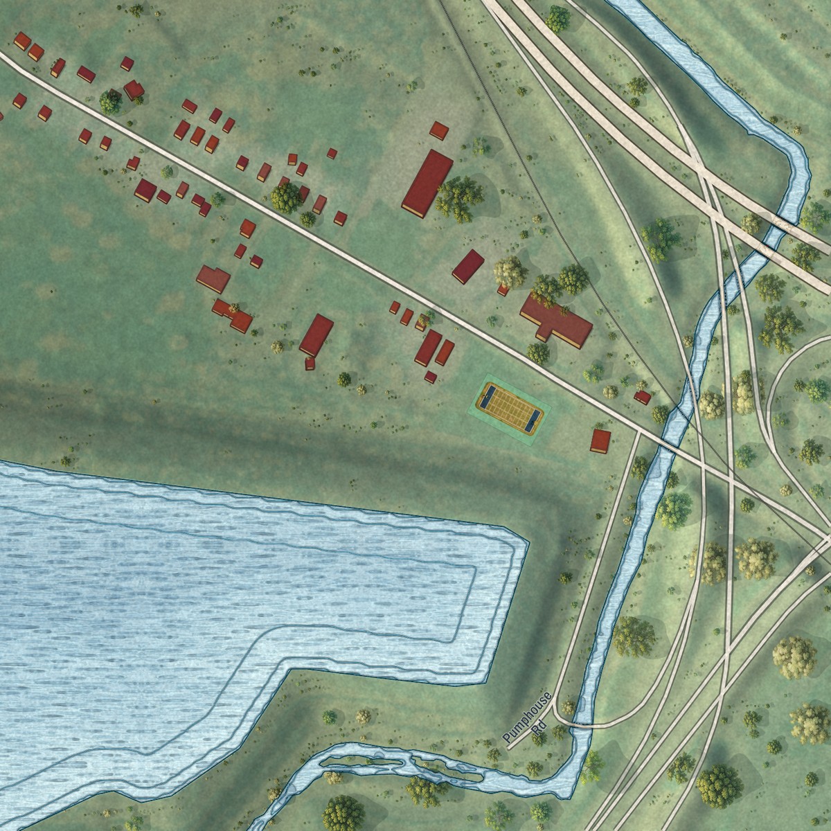 Second close-up of the map of Lakeland, New York print showing more streets and buildings