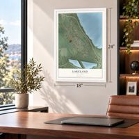 Lakeland, New York map, 18 x 24 inch print in a white frame in a home office