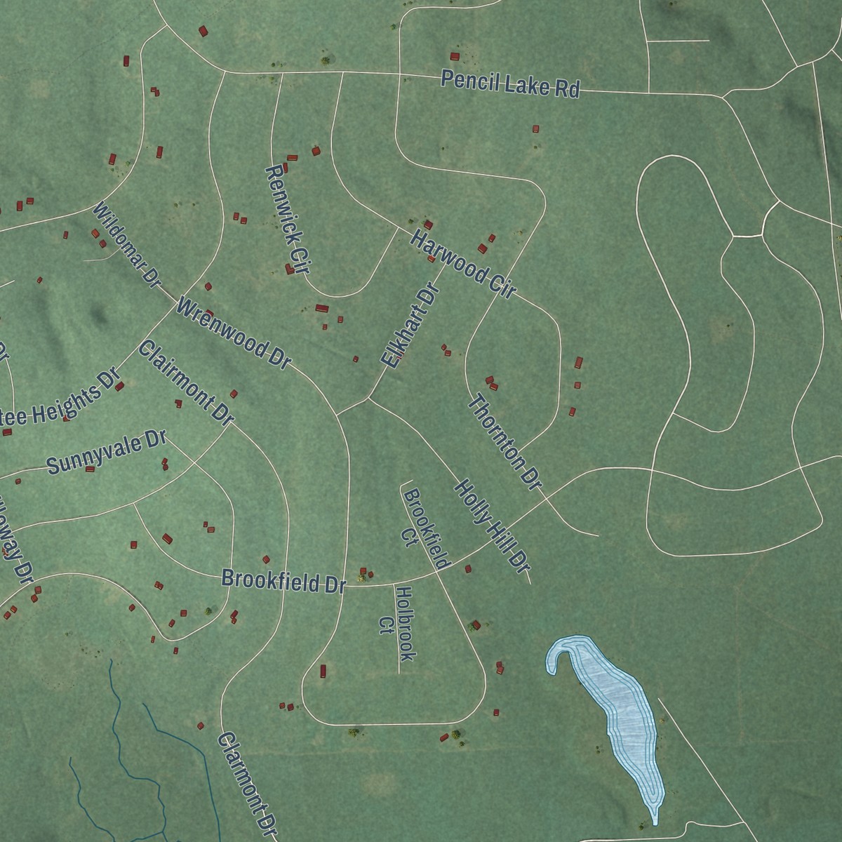 Second close-up of the map of Lakes of the North, Michigan print showing more streets and buildings