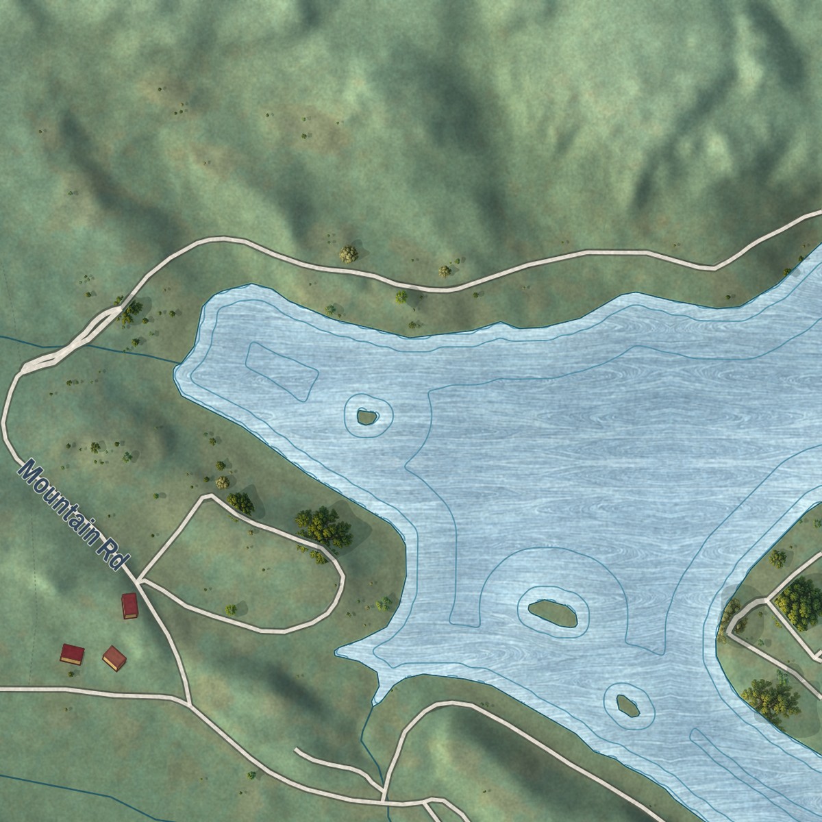 Second close-up of the map of Lakes West, Connecticut print showing more streets and buildings
