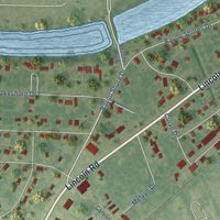 Second close-up of the map of Lakeshore, Louisiana print showing more streets and buildings