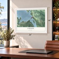 Lakeside, Missouri map, 18 x 24 inch print in a white frame in a home office