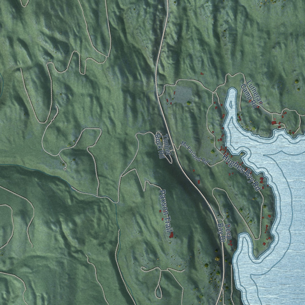 Second close-up of the map of Lakeside, Montana print showing more streets and buildings