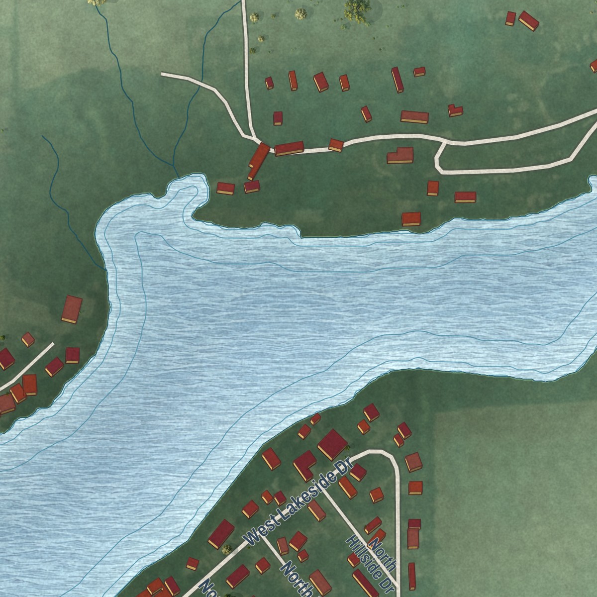 Second close-up of the map of Laketon, Indiana print showing more streets and buildings