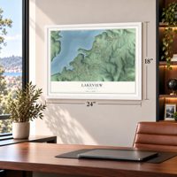Lakeview, Arkansas map, 18 x 24 inch print in a white frame in a home office