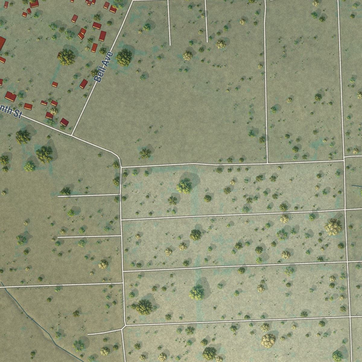 Second close-up of the map of Lakeview, California print showing more streets and buildings
