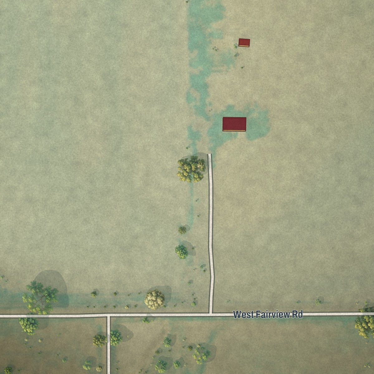 Second close-up of the map of Lakeview North, Wyoming print showing more streets and buildings