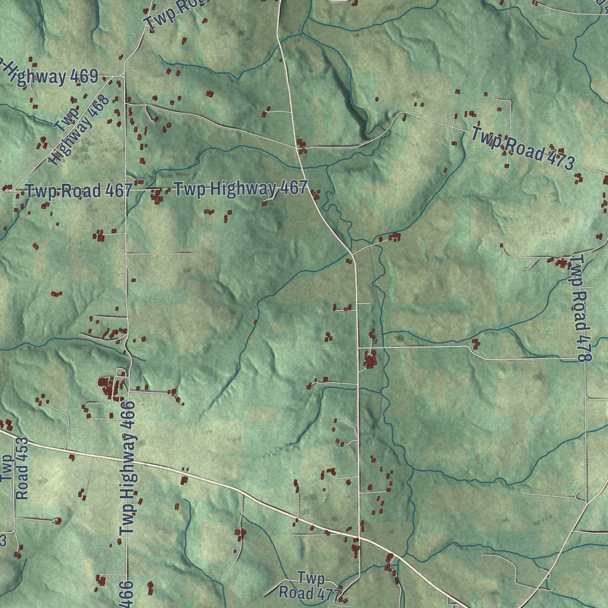Second close-up of the map of Lakeville, Ohio print showing more streets and buildings