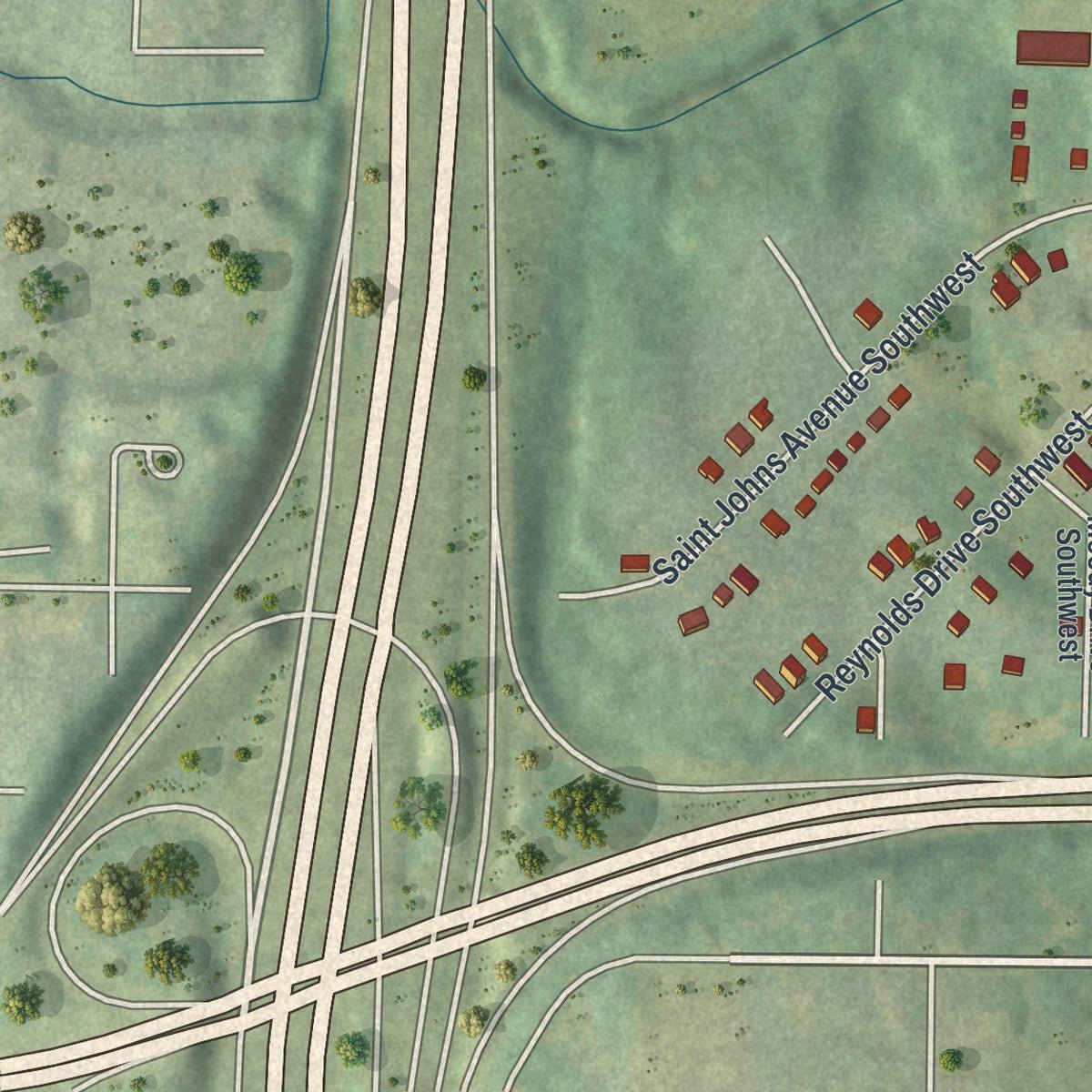 Second close-up of the map of Lakewood Heights, Georgia print showing more streets and buildings