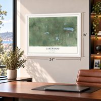 Lakewood, Illinois map, 18 x 24 inch print in a white frame in a home office