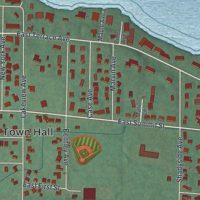 Second close-up of the map of Lakewood, New York print showing more streets and buildings