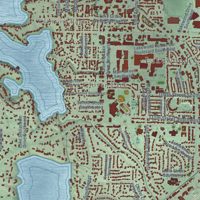 Second close-up of the map of Lakewood, Washington print showing more streets and buildings