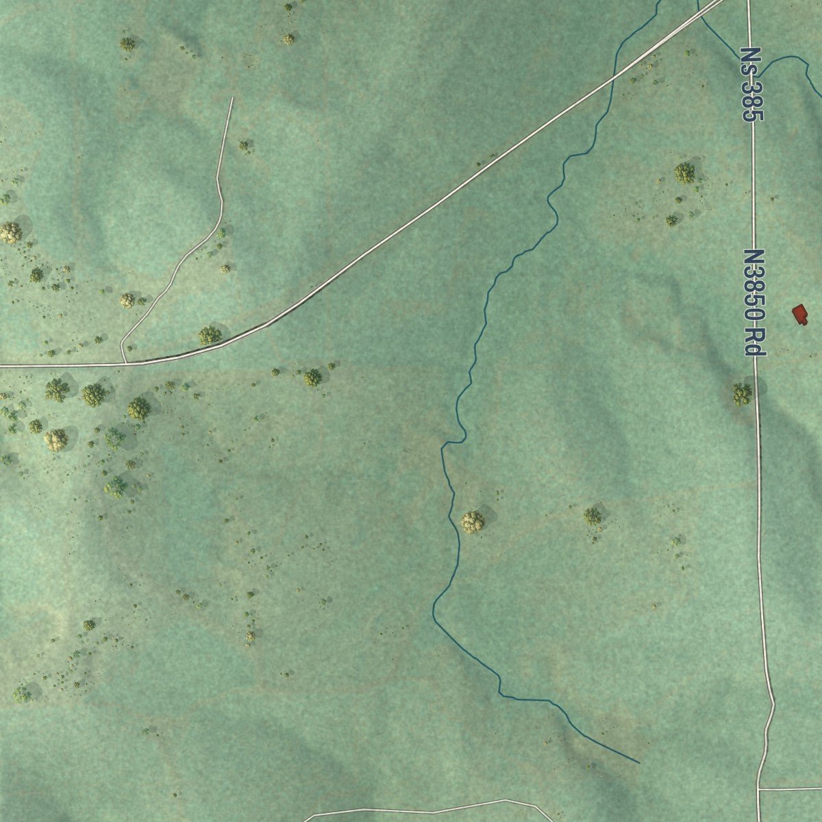 Second close-up of the map of Lamar, Oklahoma print showing more streets and buildings