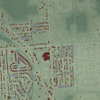 Second close-up of the map of Lambertville, Michigan print showing more streets and buildings