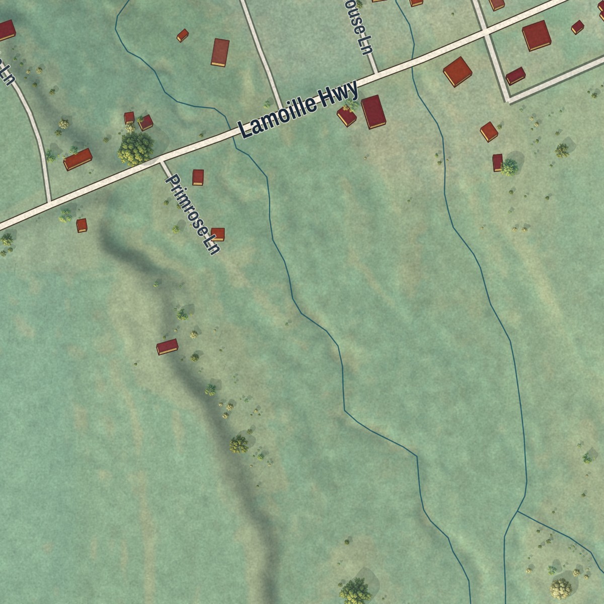 Second close-up of the map of Lamoille, Nevada print showing more streets and buildings