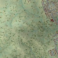Second close-up of the map of Lampasas, Texas print showing more streets and buildings