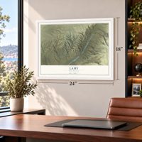 Lamy, New Mexico map, 18 x 24 inch print in a white frame in a home office