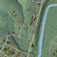 Second close-up of the map of Lanagan, Missouri print showing more streets and buildings