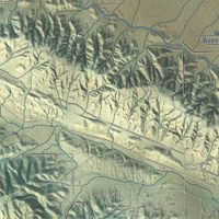 Second close-up of the map of Lancaster, California print showing more streets and buildings