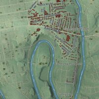 Second close-up of the map of Lancaster, Lancaster County, Pennsylvania print showing more streets and buildings