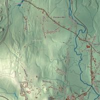 Close-up of the map of Lancaster, Massachusetts print showing terrain and local geography