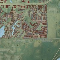 Second close-up of the map of Land O' Lakes, Florida print showing more streets and buildings