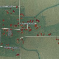 Second close-up of the map of Landess, Indiana print showing more streets and buildings