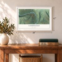 Landingville, Pennsylvania map, 12 x 18 inch print in a white frame in an entryway