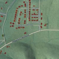 Second close-up of the map of Lanesville, Indiana print showing more streets and buildings