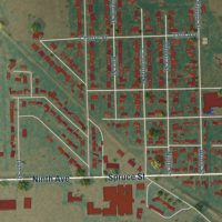 Second close-up of the map of Langdon, North Dakota print showing more streets and buildings