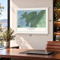 Langston, Alabama map, 18 x 24 inch print in a white frame in a home office