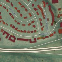 Second close-up of the map of Lansdowne, Kentucky print showing more streets and buildings