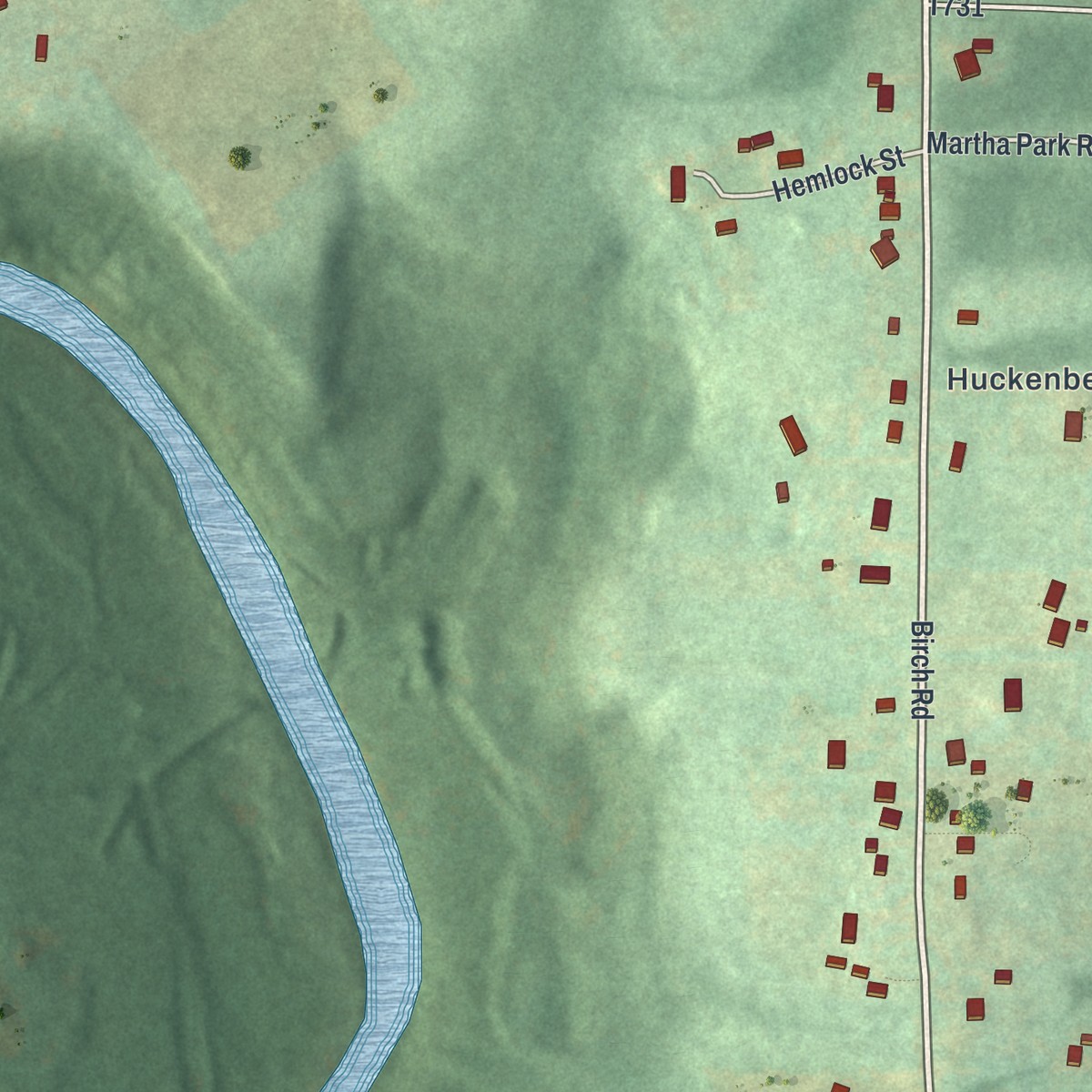 Second close-up of the map of Lanse, Pennsylvania print showing more streets and buildings