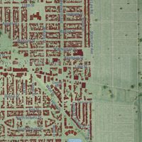 Second close-up of the map of Lansing, Illinois print showing more streets and buildings
